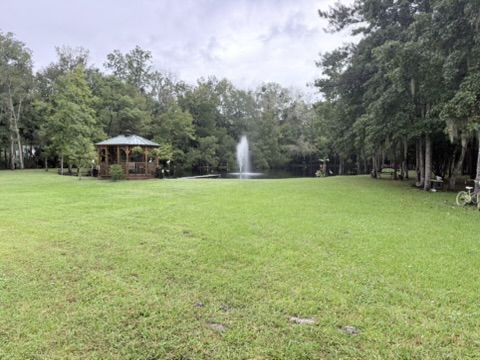 Open pasture and fountain pond near Palatka